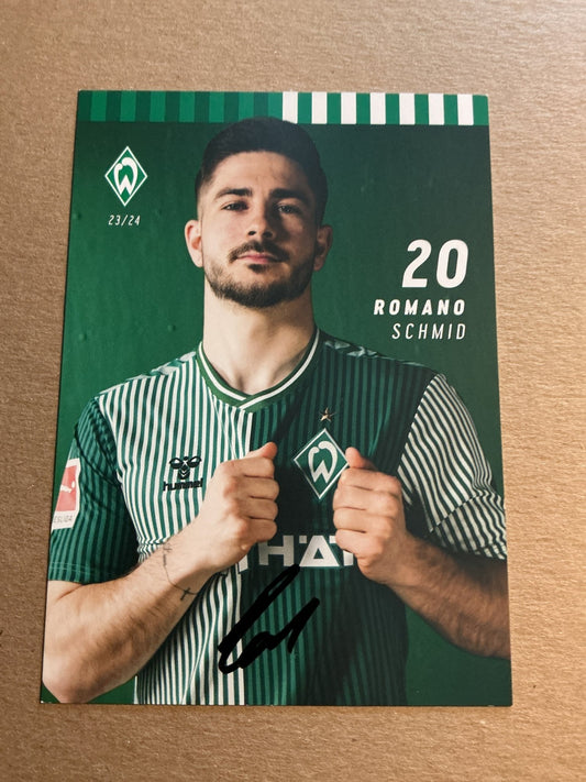 Romano Schmid, Austria 🇦🇹 SV Werder Bremen 2023/24 hand signed - Autographs-World