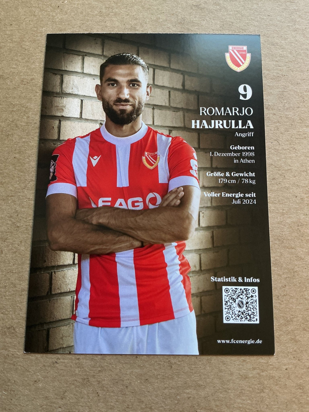 Romarjo Hajrulla, Albania 🇦🇱 FC Energie Cottbus 2024/25 hand signed - Autographs-World