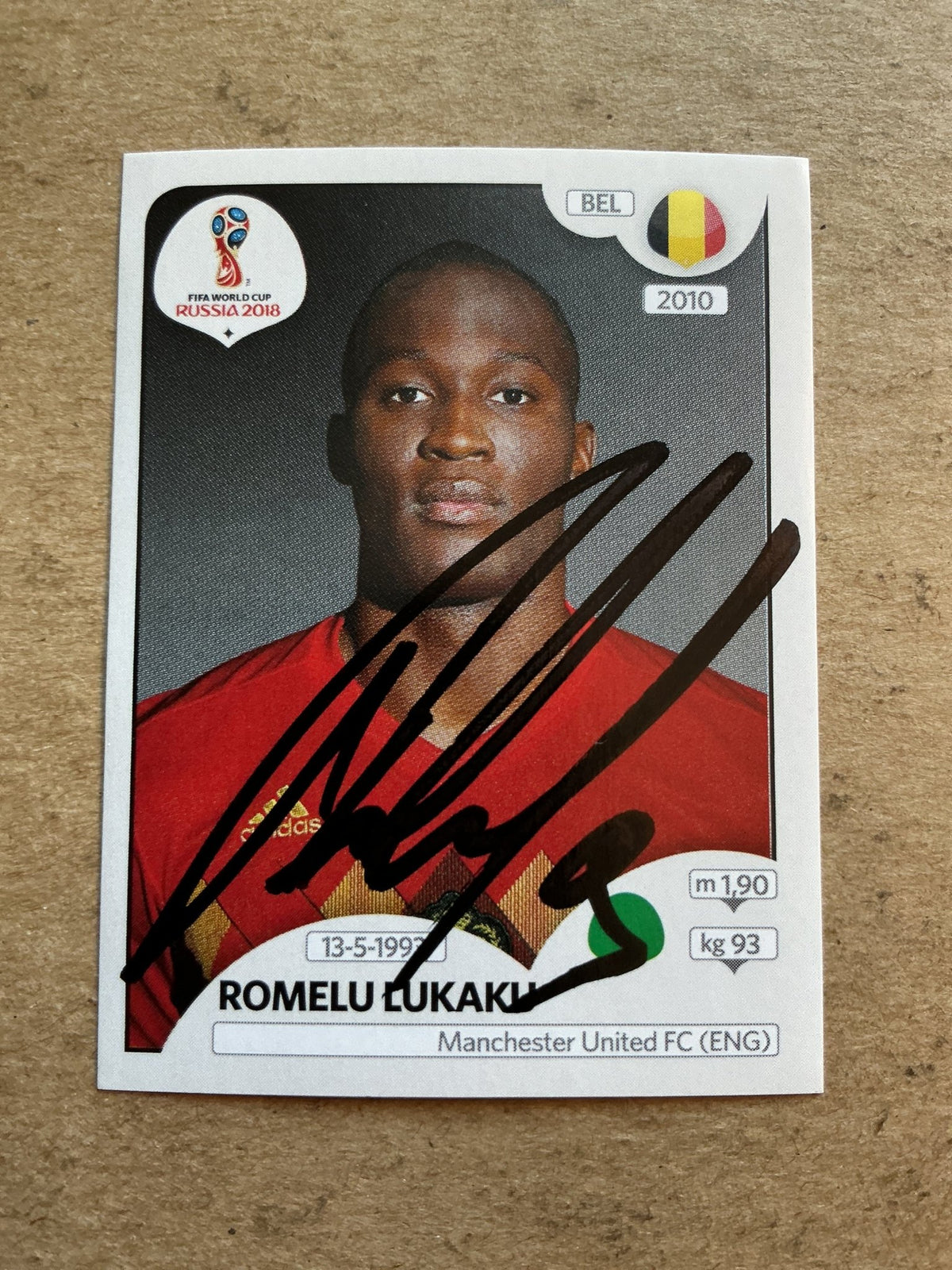 Romelu Lukaku, Belgium 🇧🇪 FIFA World Cup 2018 Panini hand signed - Autographs-World