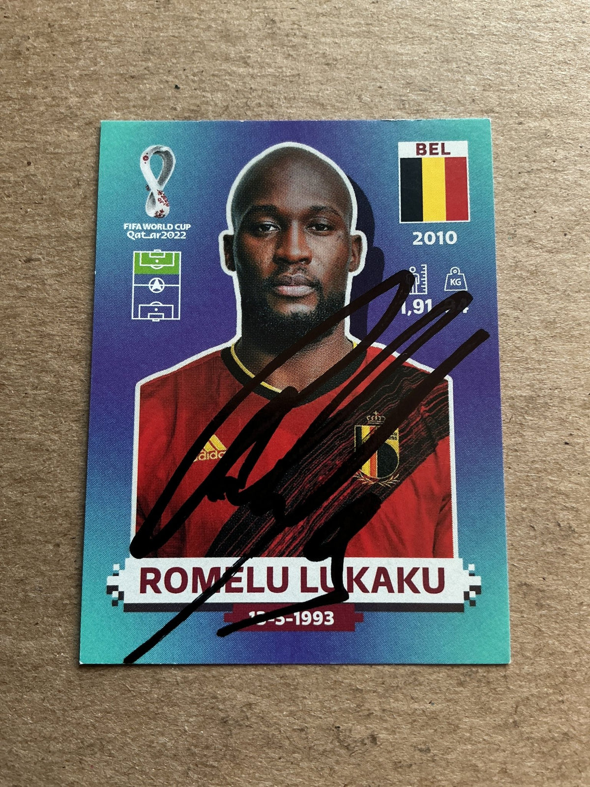 Romelu Lukaku, Belgium 🇧🇪 FIFA World Cup 2022 Panini hand signed - Autographs-World