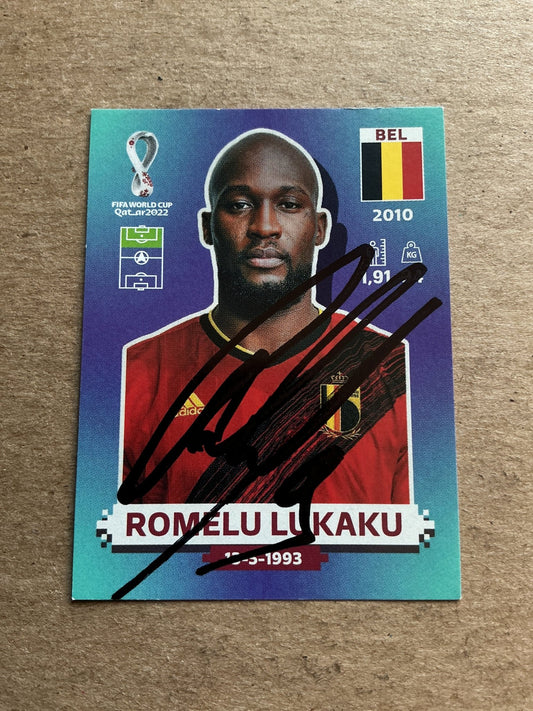 Romelu Lukaku, Belgium 🇧🇪 FIFA World Cup 2022 Panini hand signed - Autographs-World