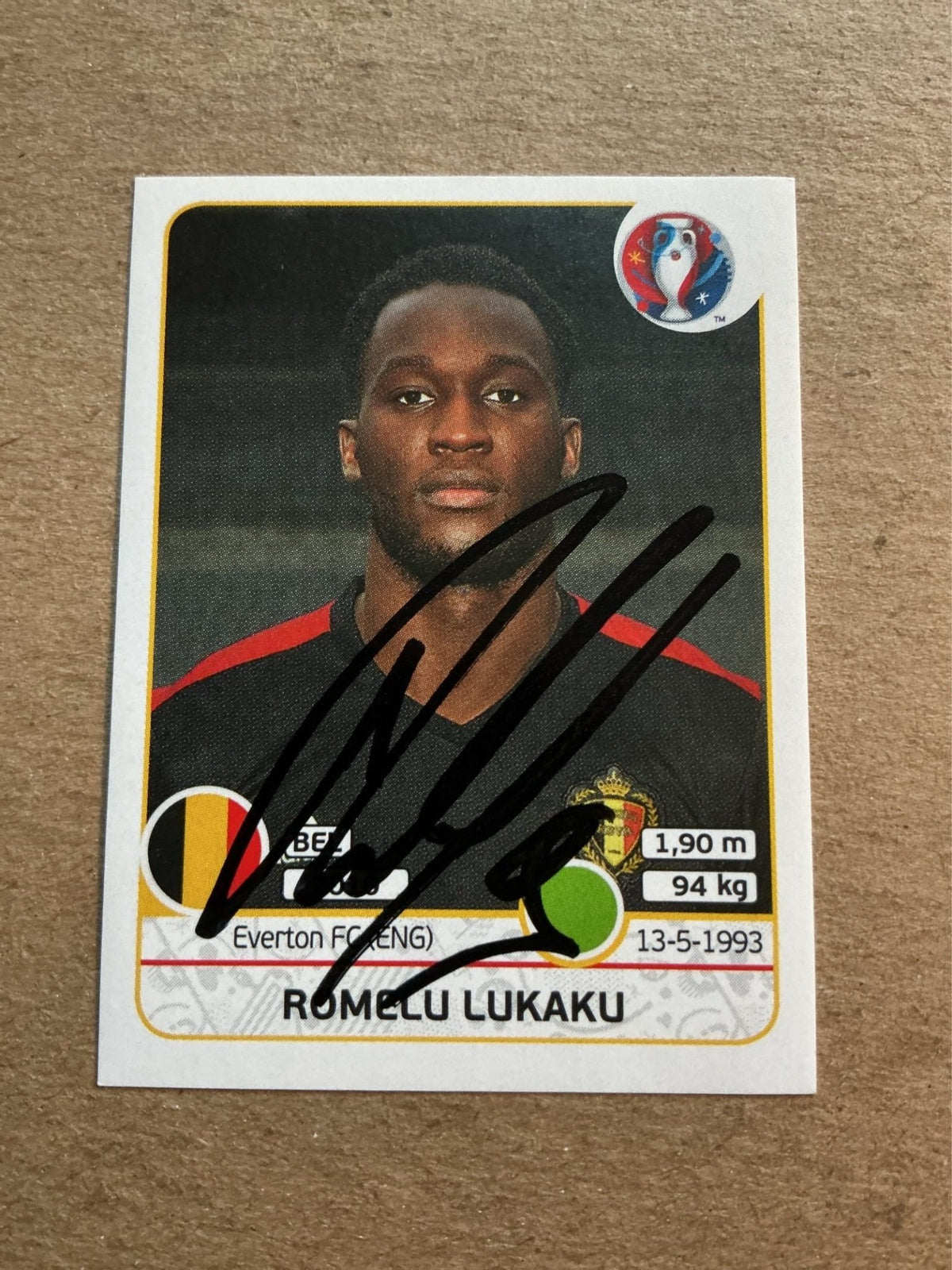 Romelu Lukaku, Belgium 🇧🇪 UEFA Euro 2016 Panini hand signed - Autographs-World