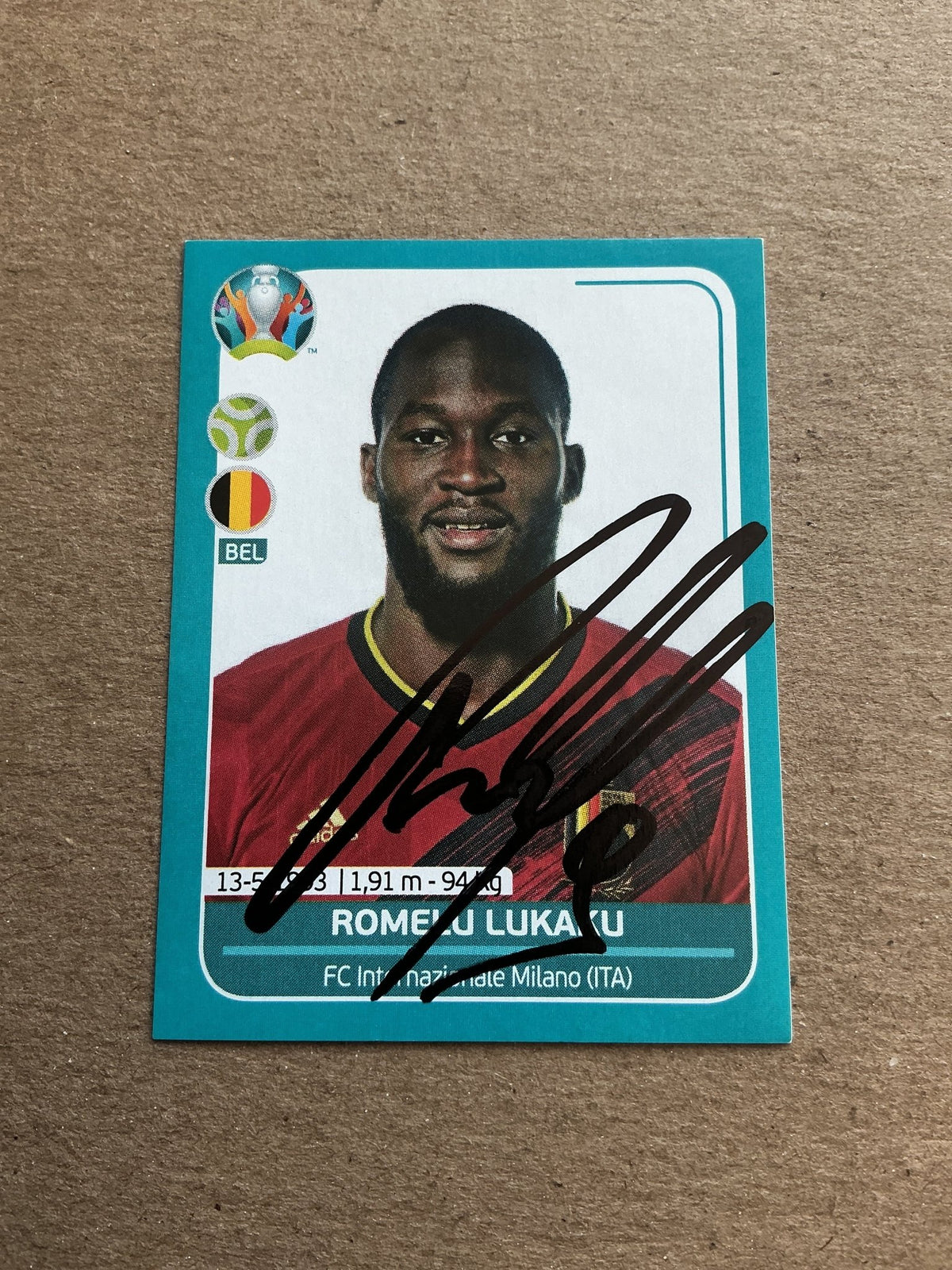 Romelu Lukaku, Belgium 🇧🇪 UEFA Euro 2020 Panini hand signed - Autographs-World