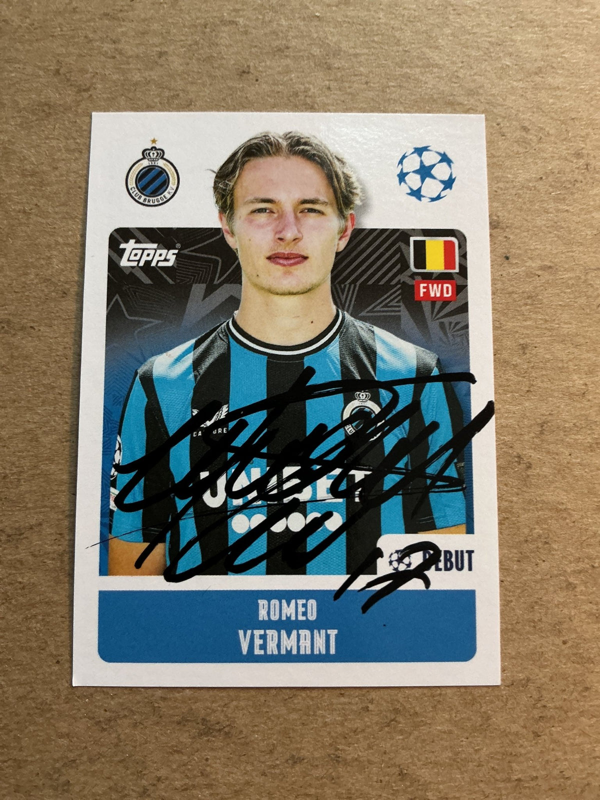 Romeo Vermant, Belgium 🇧🇪 Club Brugge 2024/25 Topps hand signed - Autographs-World