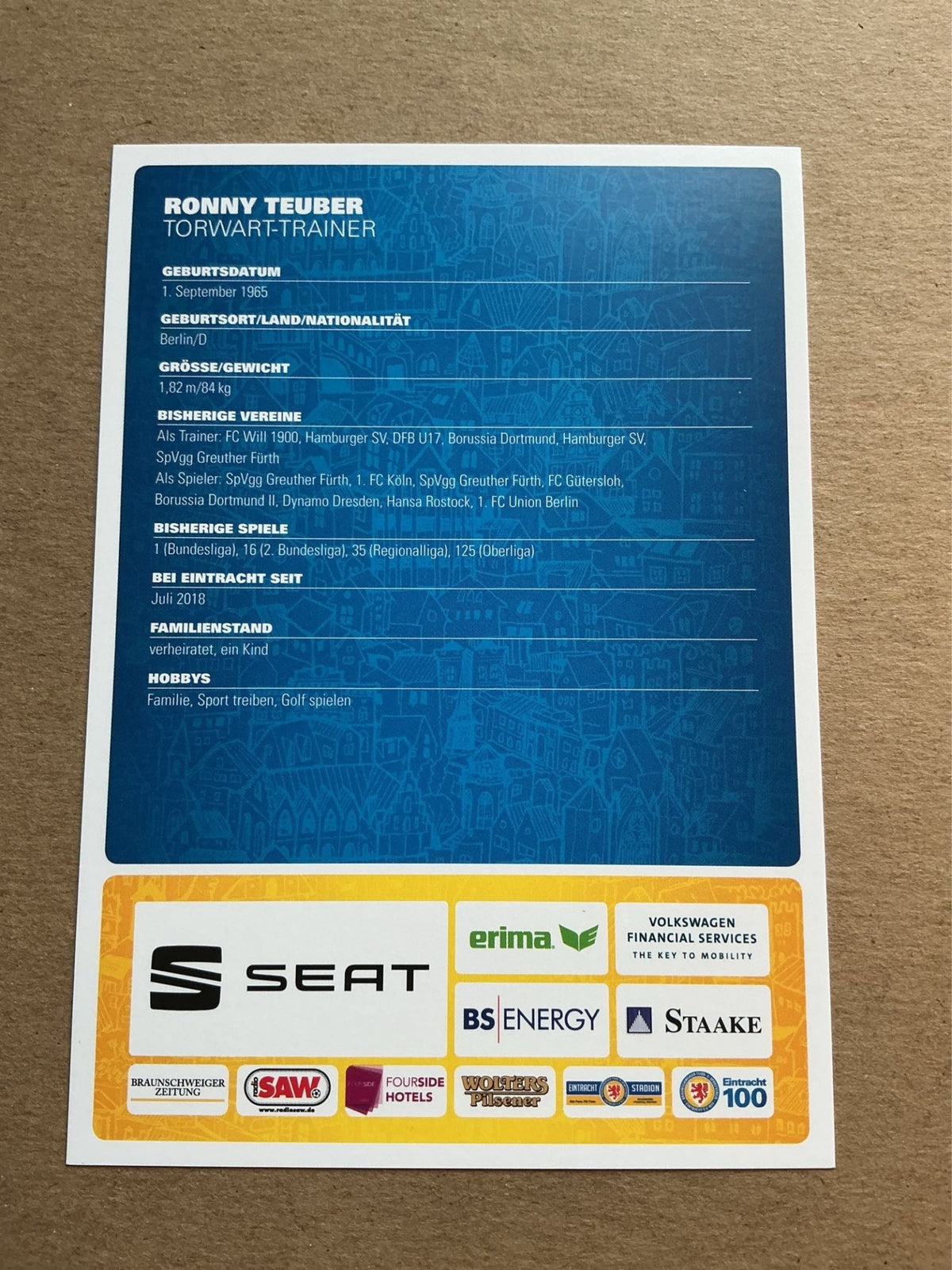 Ronny Teuber, Germany 🇩🇪 Eintracht Braunschweig 2018/19 hand signed - Autographs-World