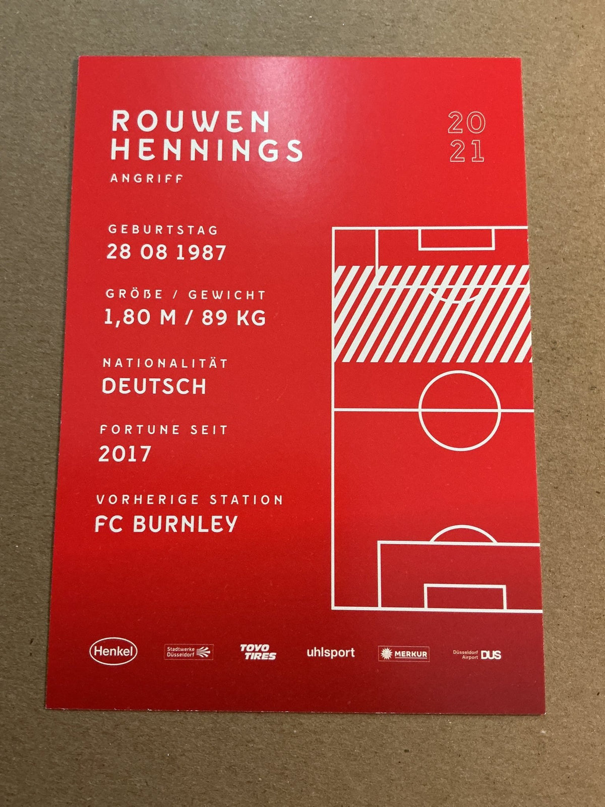 Rouwen Hennings, Germany 🇩🇪 Fortuna Düsseldorf 2020/21 hand signed - Autographs-World