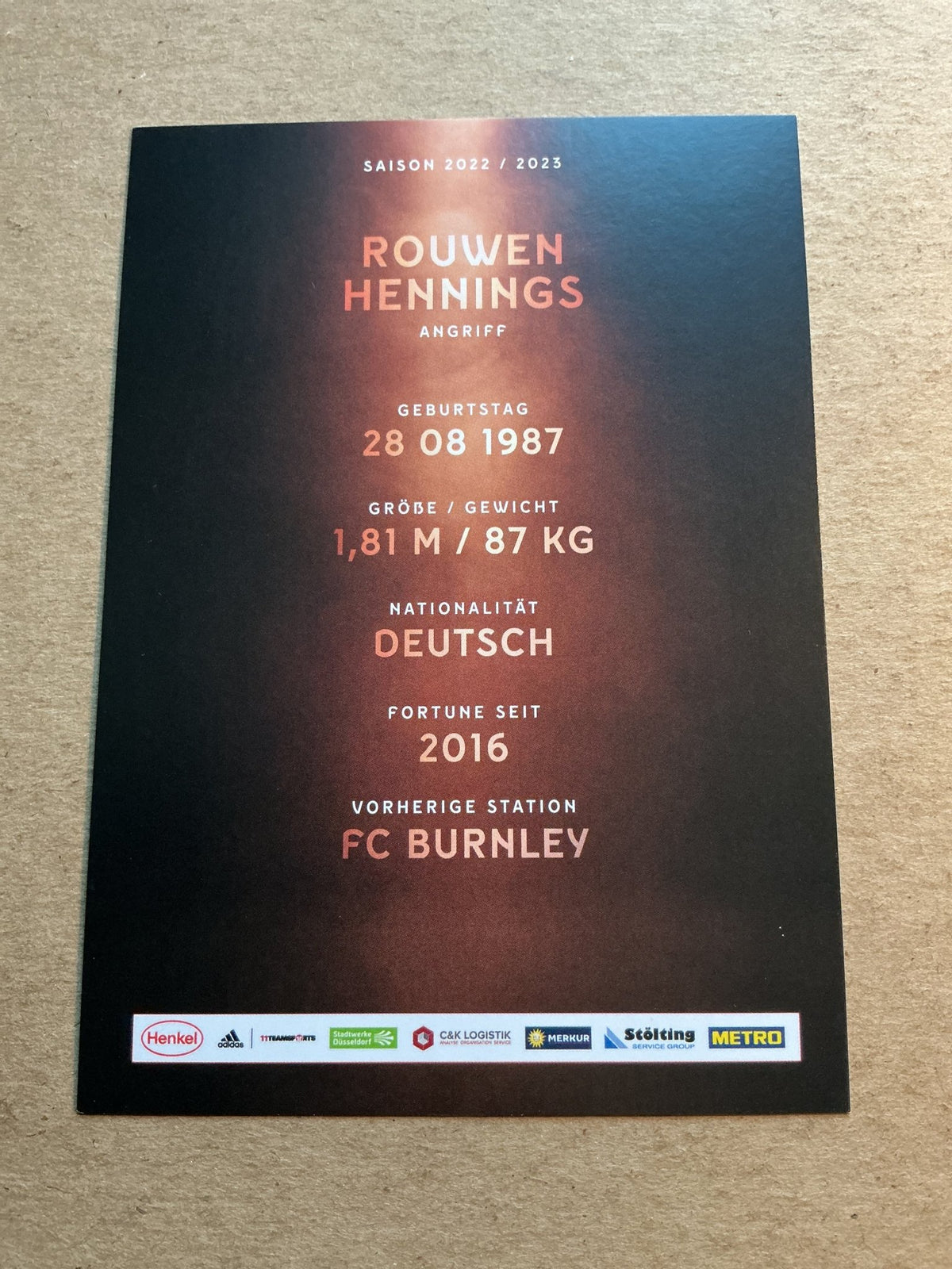 Rouwen Hennings, Germany 🇩🇪 Fortuna Düsseldorf 2022/23 hand signed - Autographs-World