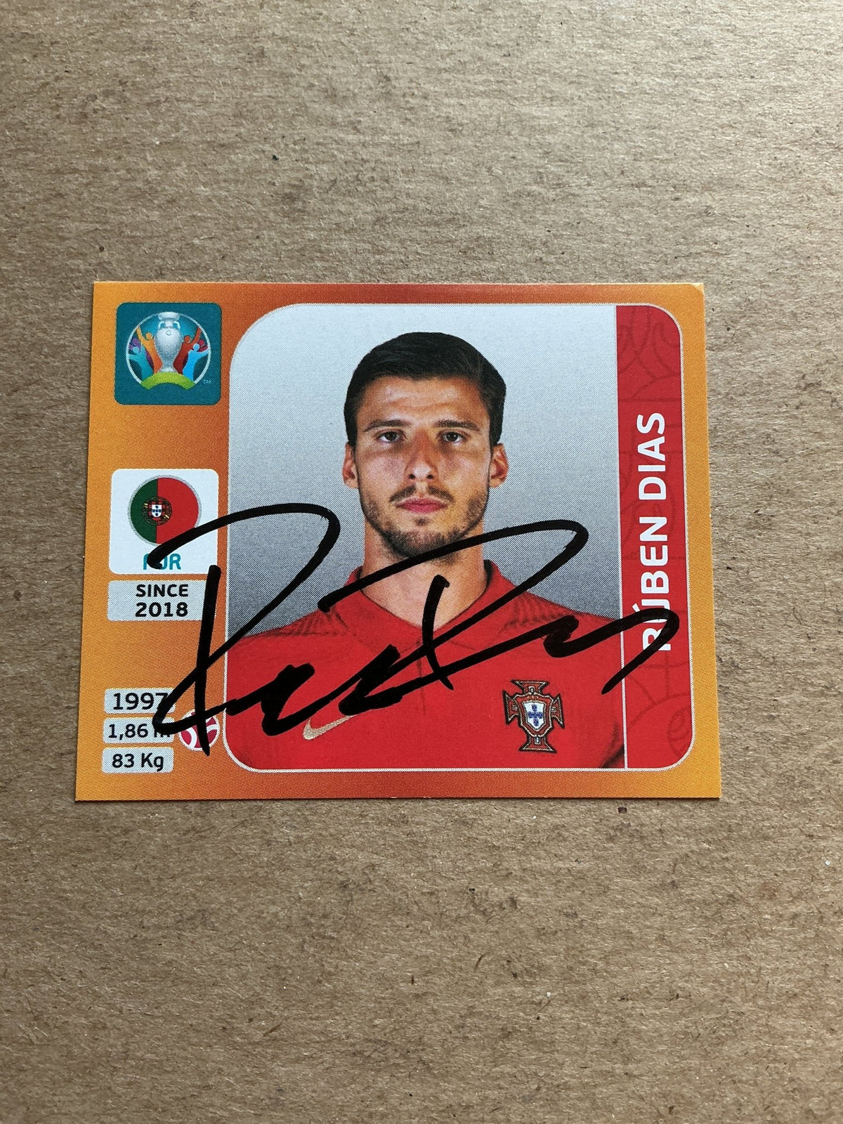 Rúben Dias, Portugal 🇵🇹 UEFA Euro 2020 Panini hand signed - Autographs-World