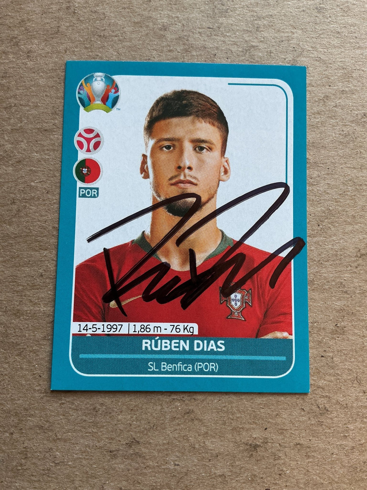 Rúben Dias, Portugal 🇵🇹 UEFA Euro 2020 Panini hand signed - Autographs-World