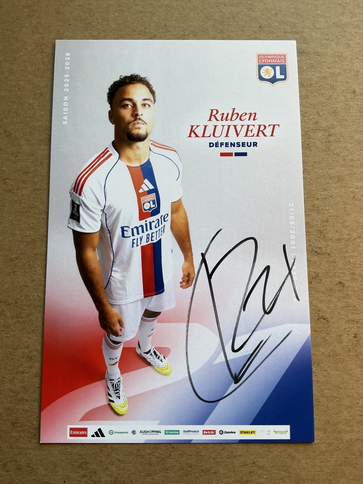 Ruben Kluivert, Netherlands 🇳🇱 Olympique Lyon 2025/26 hand signed - Autographs-World