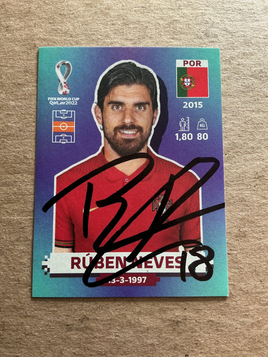 Ruben Neves, Portugal 🇵🇹 FIFA World Cup 2022 Panini hand signed - Autographs-World