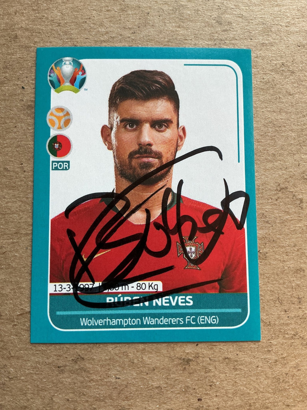 Rúben Neves, Portugal 🇵🇹 UEFA Euro 2020 Panini hand signed - Autographs-World