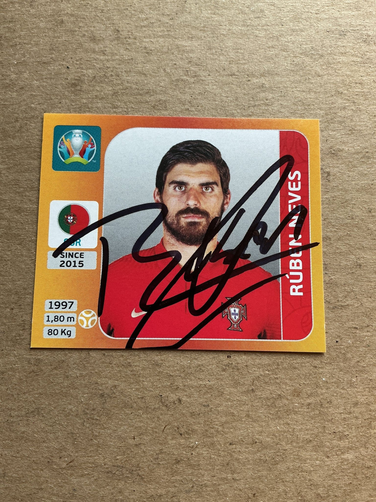 Rúben Neves, Portugal 🇵🇹 UEFA Euro 2020 Panini hand signed - Autographs-World