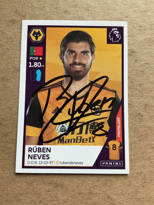 Rúben Neves, Portugal 🇵🇹 Wolverhampton Wanderers 2021 Panini hand signed - Autographs-World