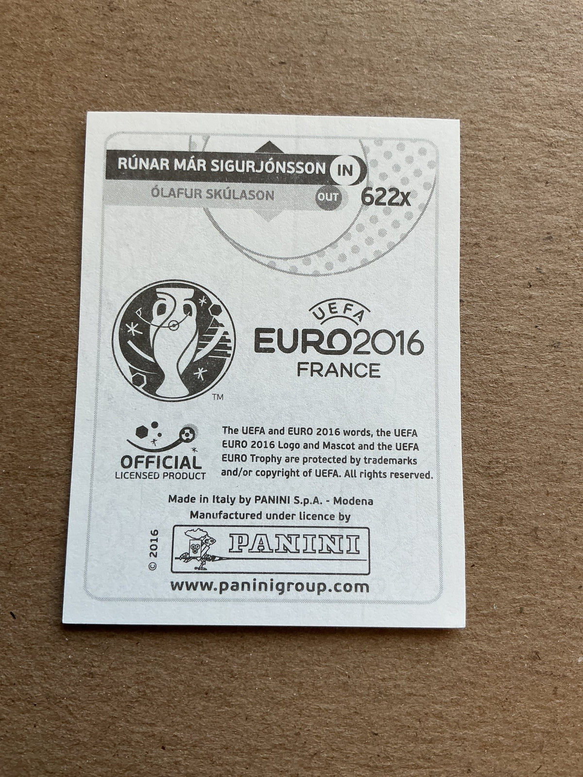 Rúnar Már Sigurjónsson, Iceland 🇮🇸 UEFA Euro 2016 Panini hand signed - Autographs-World