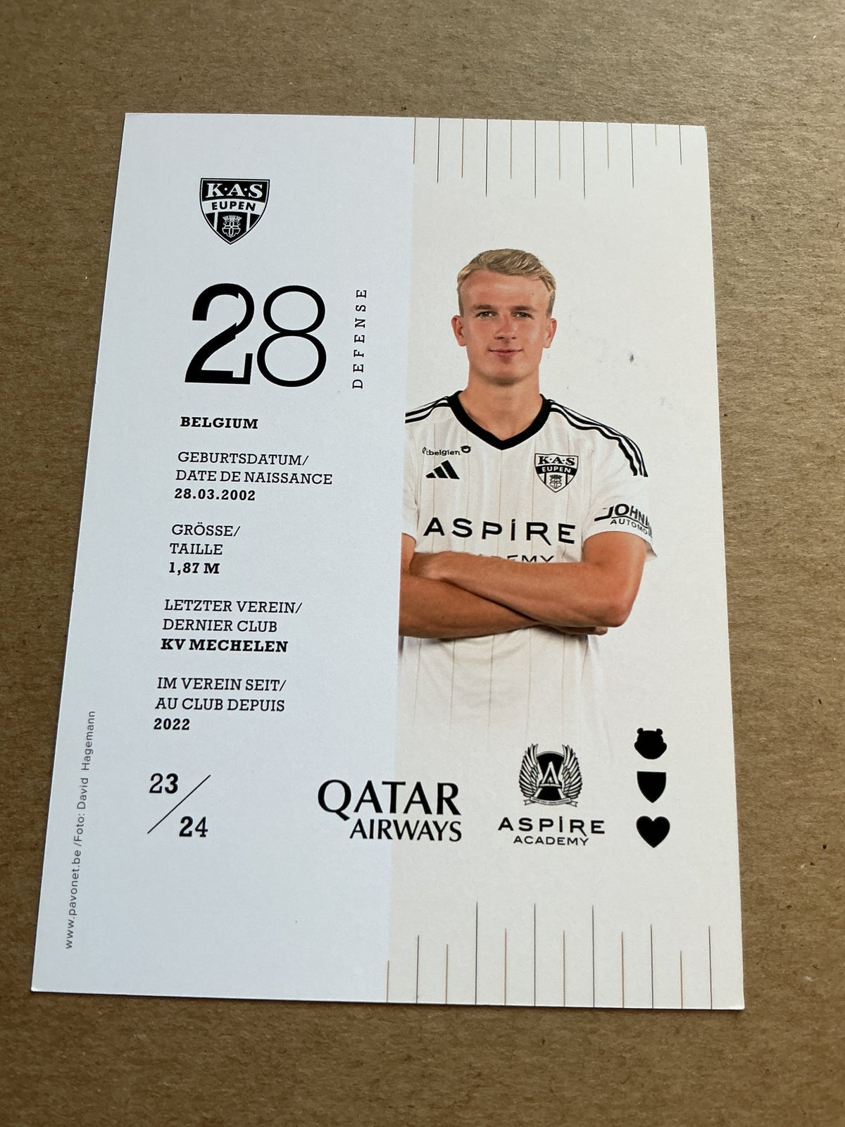 Rune Paeshuyse, Belgium 🇧🇪 KAS Eupen 2023/24 hand signed - Autographs-World