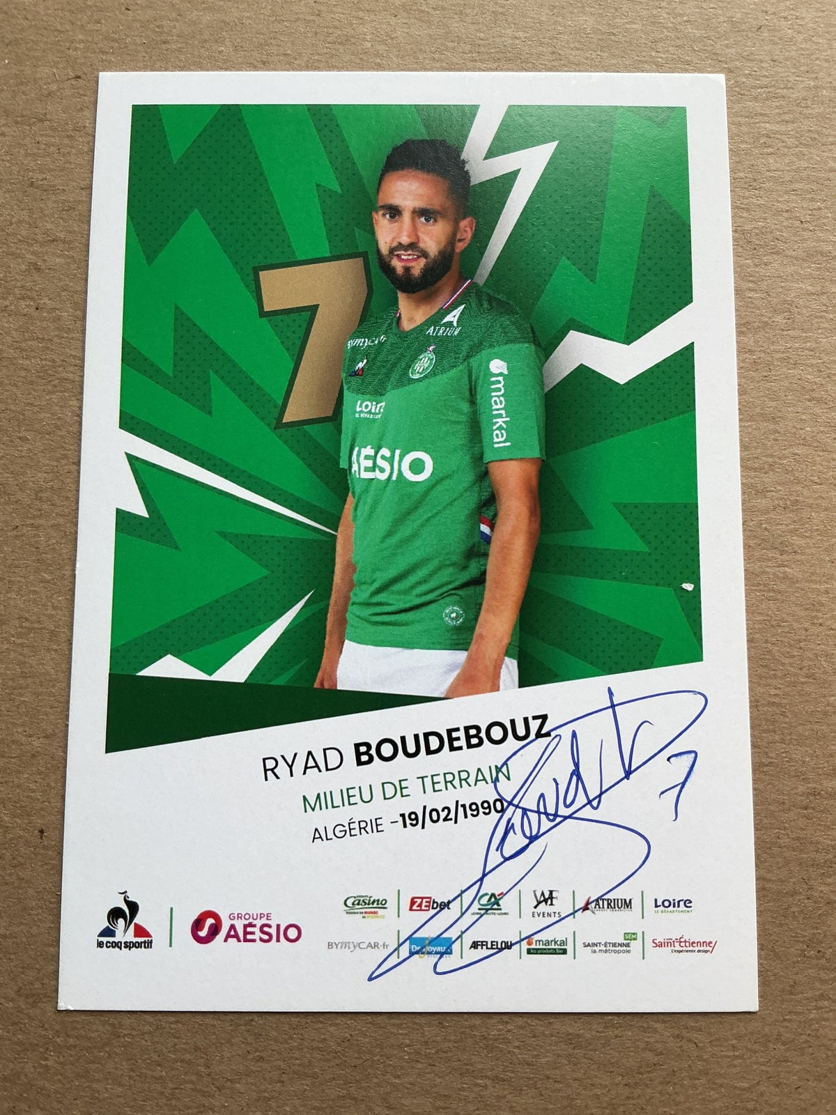 Ryad Boudebouz, Algeria 🇩🇿 AS Saint-Étienne 2019/20 hand signed - Autographs-World