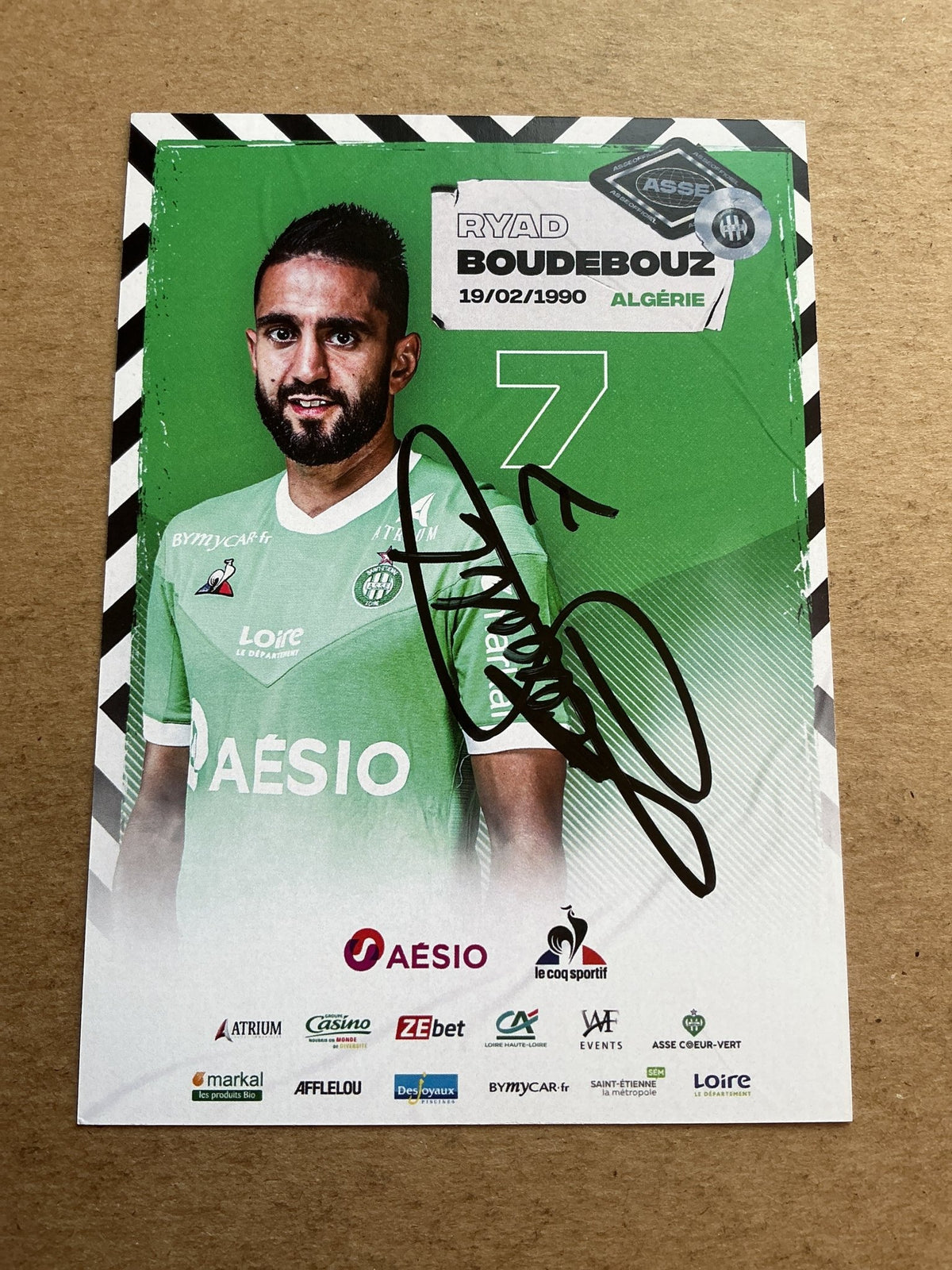 Ryad Boudebouz, Algeria 🇩🇿 AS Saint-Étienne 2020/21 hand signed - Autographs-World