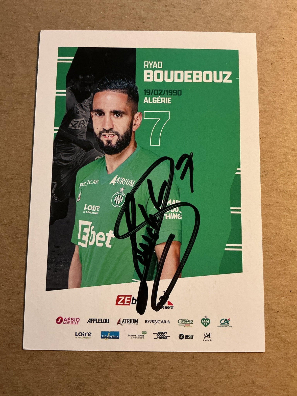 Ryad Boudebouz, Algeria 🇩🇿 AS Saint-Étienne 2021/22 hand signed - Autographs-World