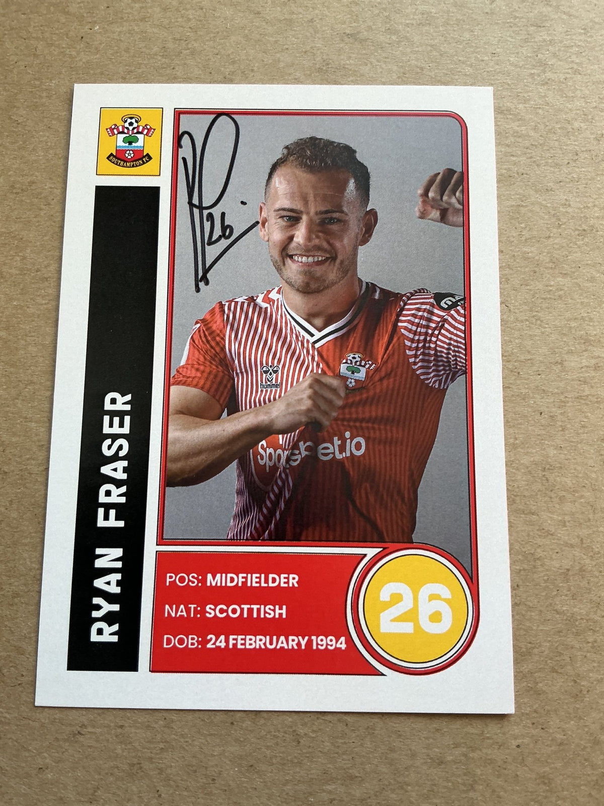 Ryan Fraser, Scotland 🏴󠁧󠁢󠁳󠁣󠁴󠁿 Southampton FC 2023/24 hand signed - Autographs-World