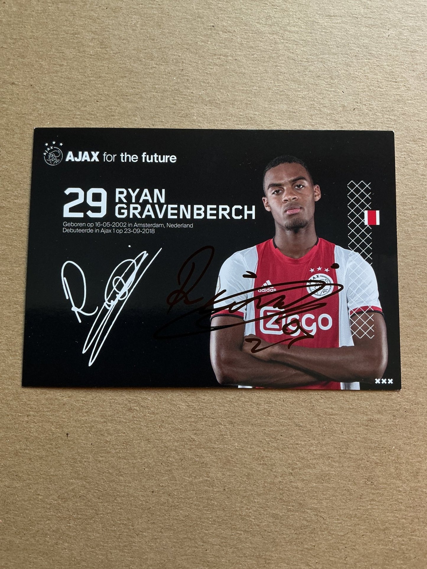 Ryan Gravenberch, Netherlands 🇳🇱 Ajax Amsterdam 2019/20 hand signed - Autographs-World