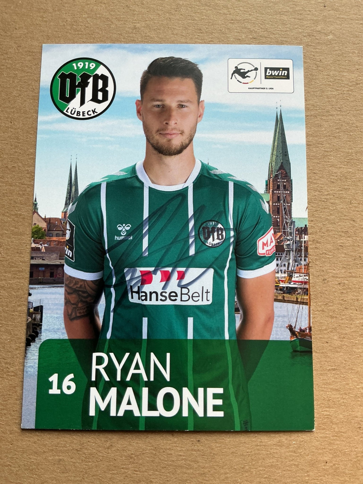 Ryan Malone, USA 🇺🇸 VfB Lübeck 2020/21 hand signed - Autographs-World
