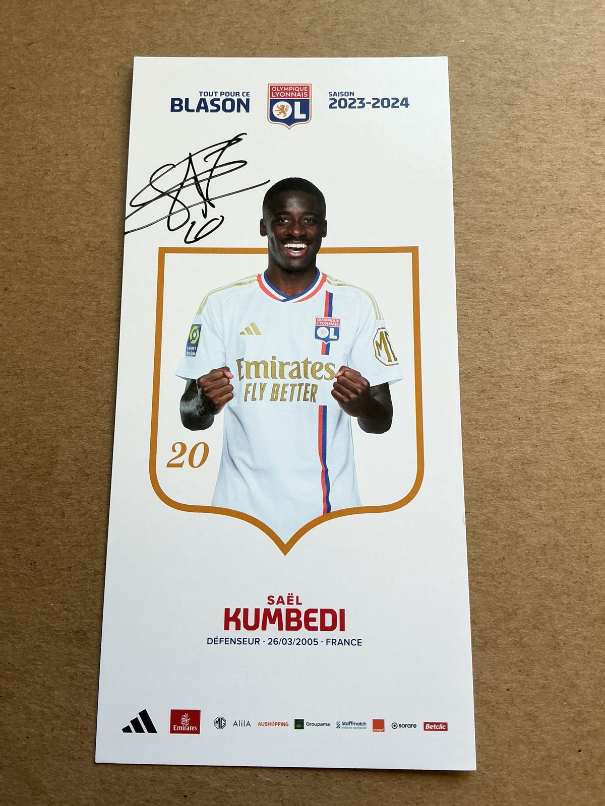 Sael Kumbedi, France 🇫🇷 Olympique Lyon 2023/24 hand signed - Autographs-World