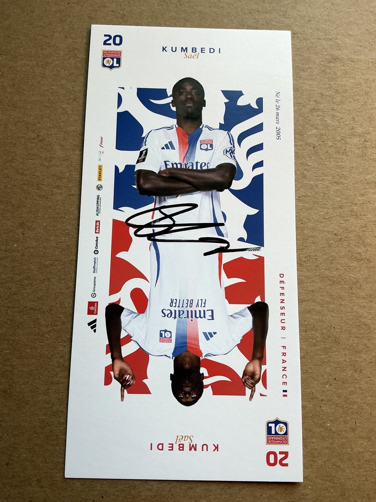 Sael Kumbedi, France 🇫🇷 Olympique Lyon 2024/25 hand signed - Autographs-World