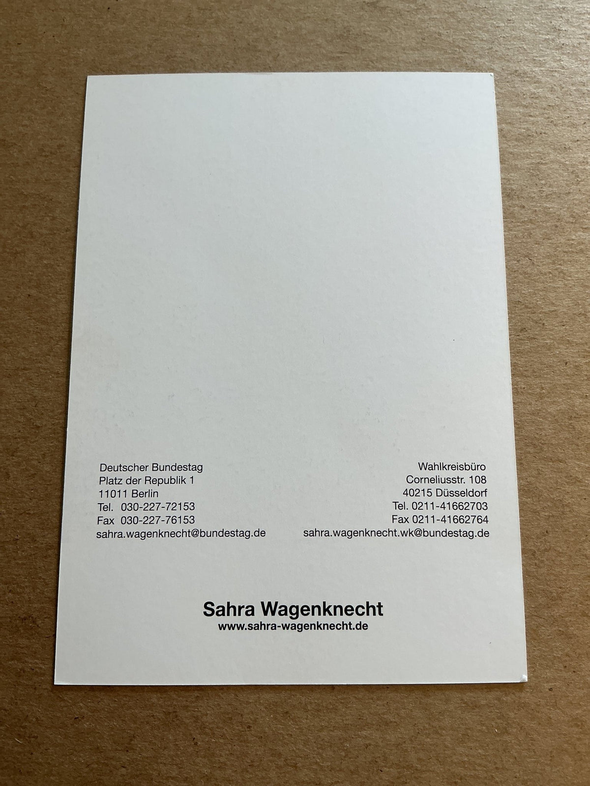 Sahra Wagenknecht, Germany 🇩🇪 Member of Parlament 2025 hand signed - Autographs-World
