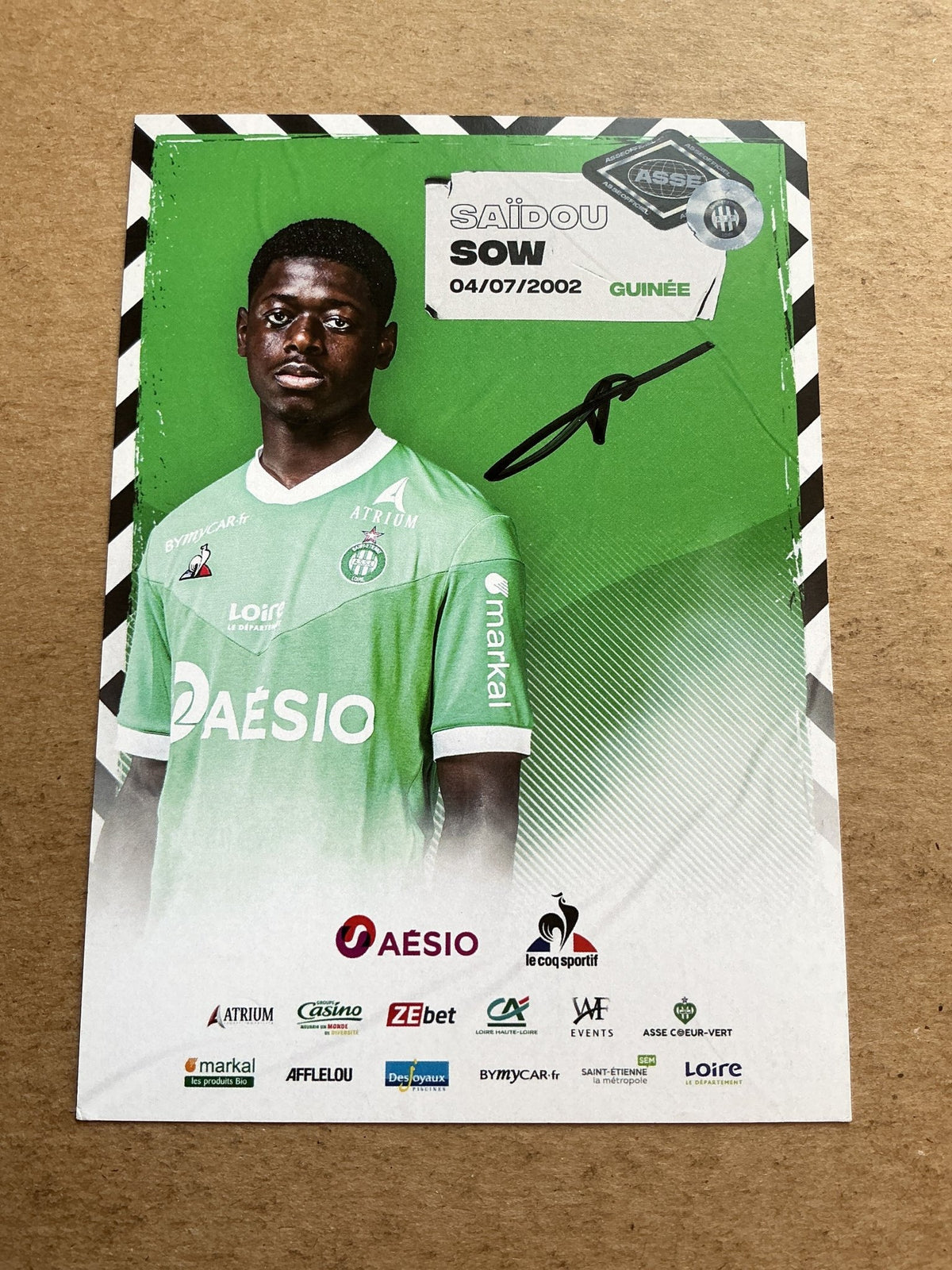 Saïdou Sow, Guinea 🇬🇳 AS Saint-Étienne 2020/21 hand signed - Autographs-World