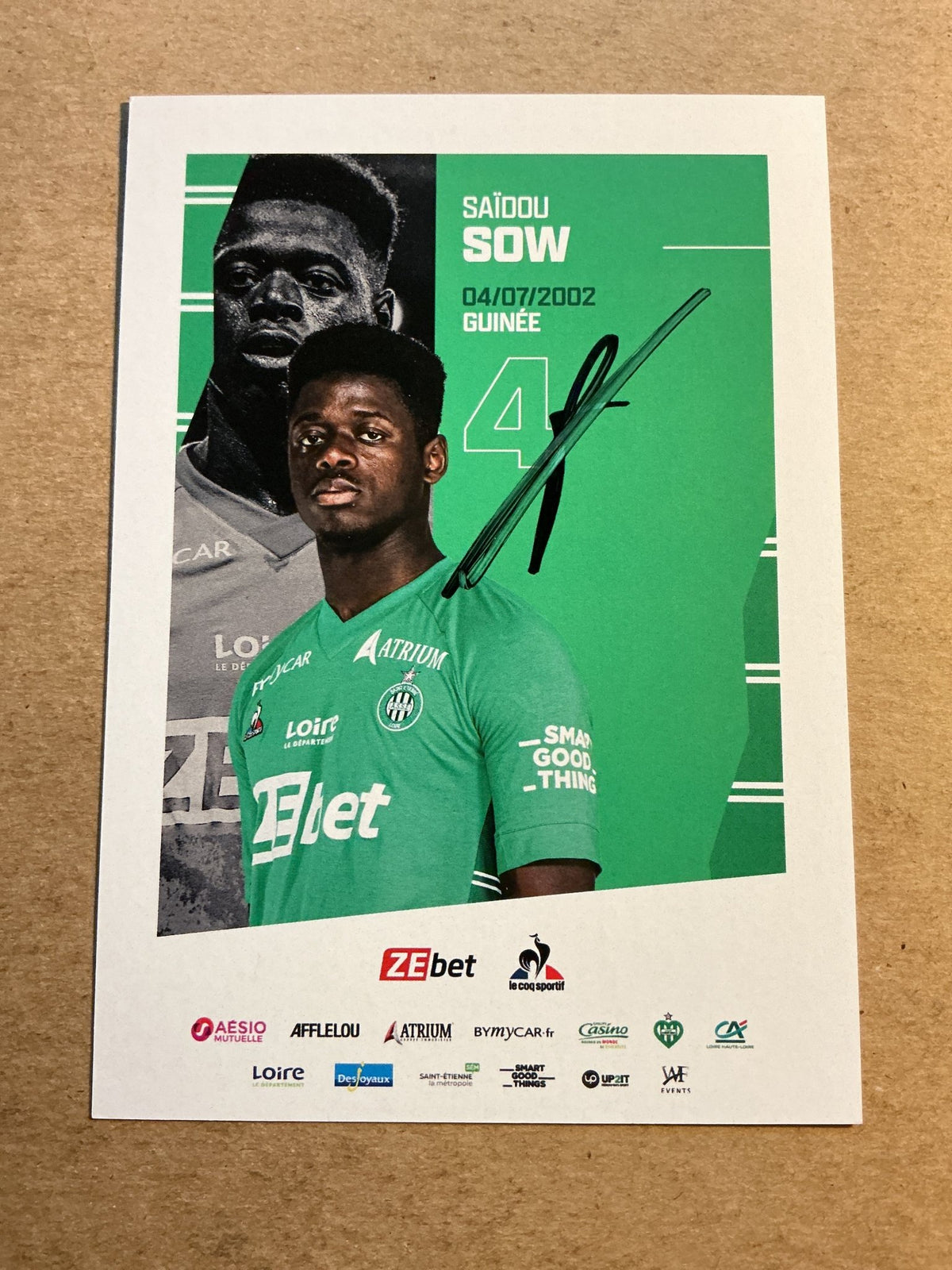 Saïdou Sow, Guinea 🇬🇳 AS Saint-Étienne 2021/22 hand signed - Autographs-World
