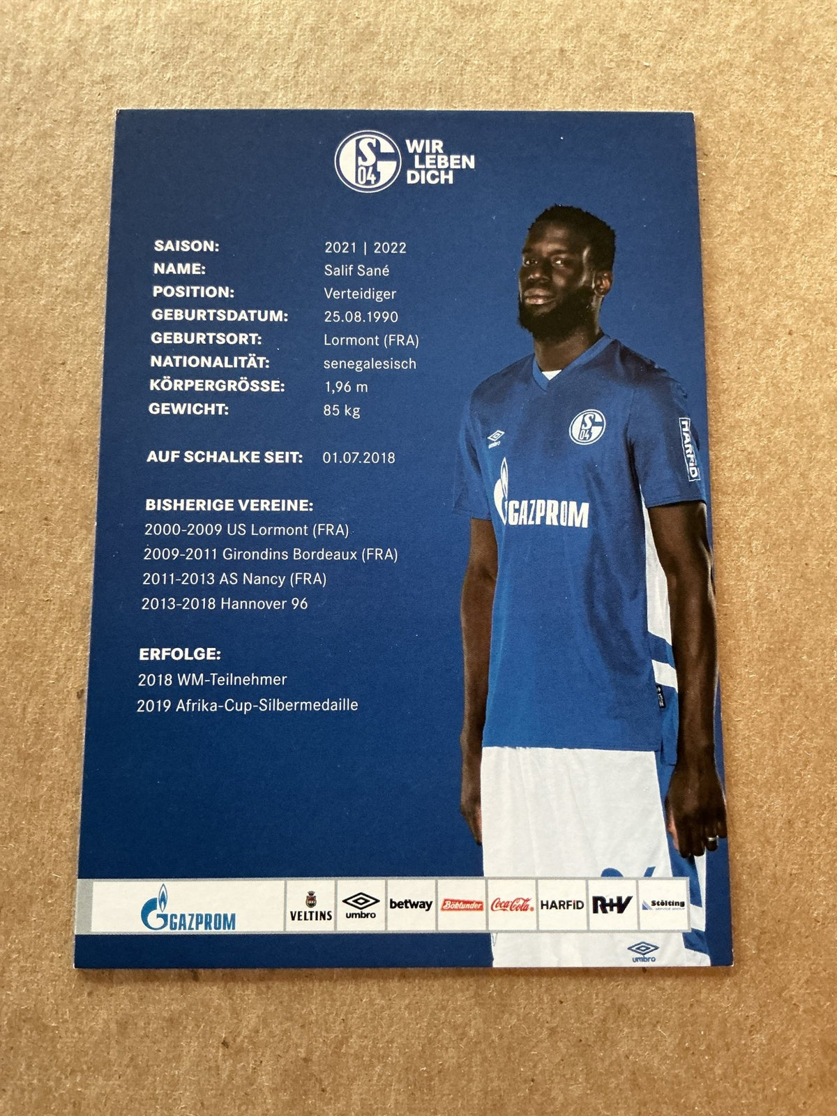 Salif Sané, Senegal 🇸🇳 FC Schalke 04 2021/22 hand signed - Autographs-World
