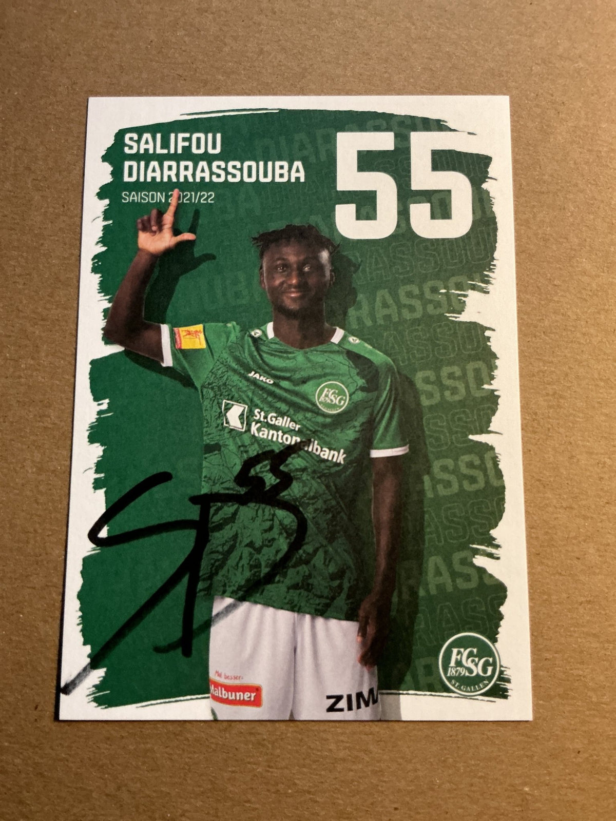 Salifou Diarrassouba, Burkina Faso 🇧🇫 FC St. Gallen 2021/22 hand signed - Autographs-World