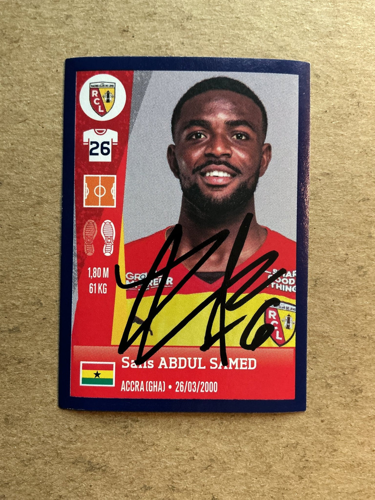 Salis Abdul Samed, Ghana 🇬🇭 RC Lens 2023 Panini hand signed - Autographs-World