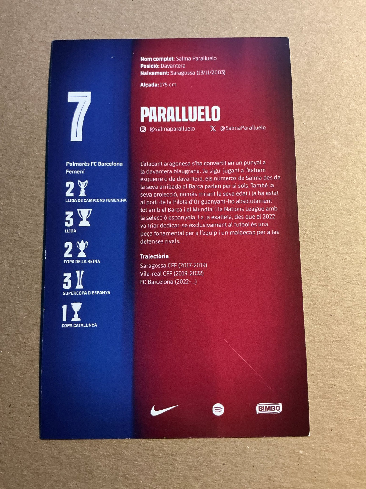 Salma Paralluelo, Spain 🇪🇸 FC Barcelona Femení 2025/26 unsigned - Autographs-World
