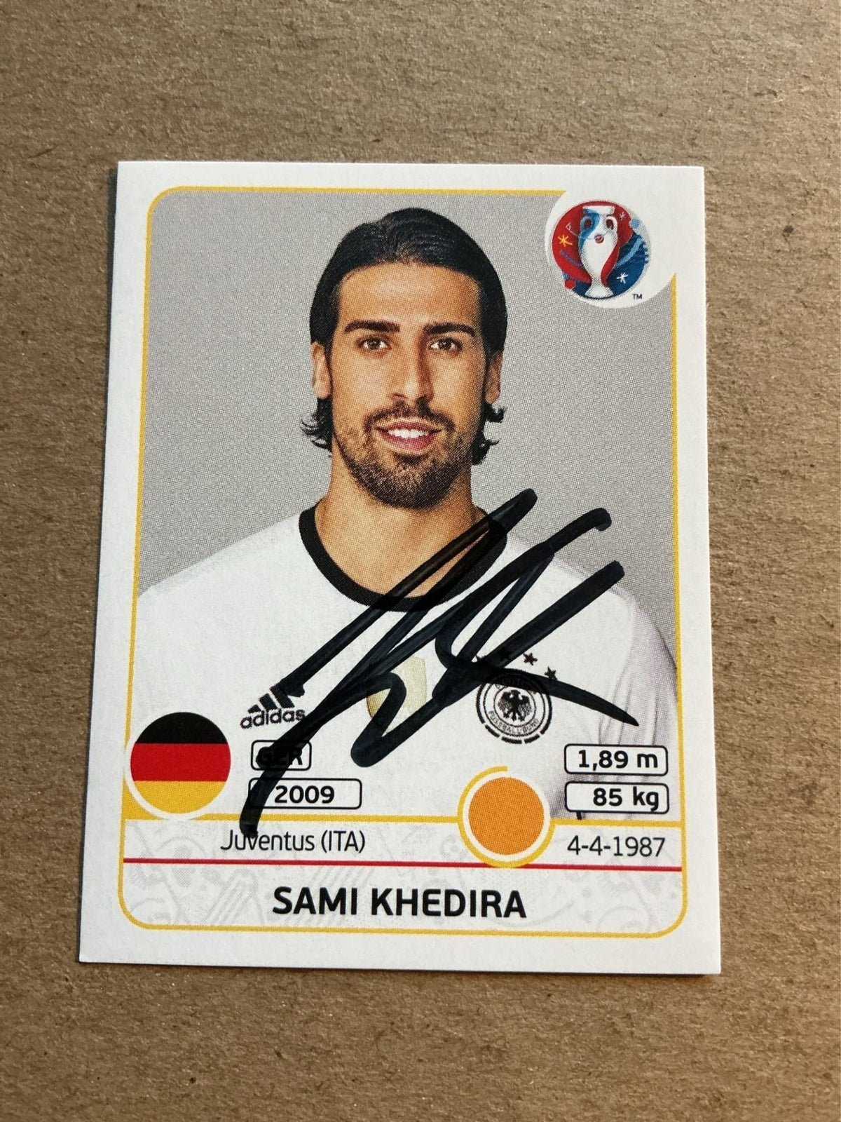 Sami Khedira, Germany 🇩🇪 UEFA Euro 2016 Panini hand signed - Autographs-World