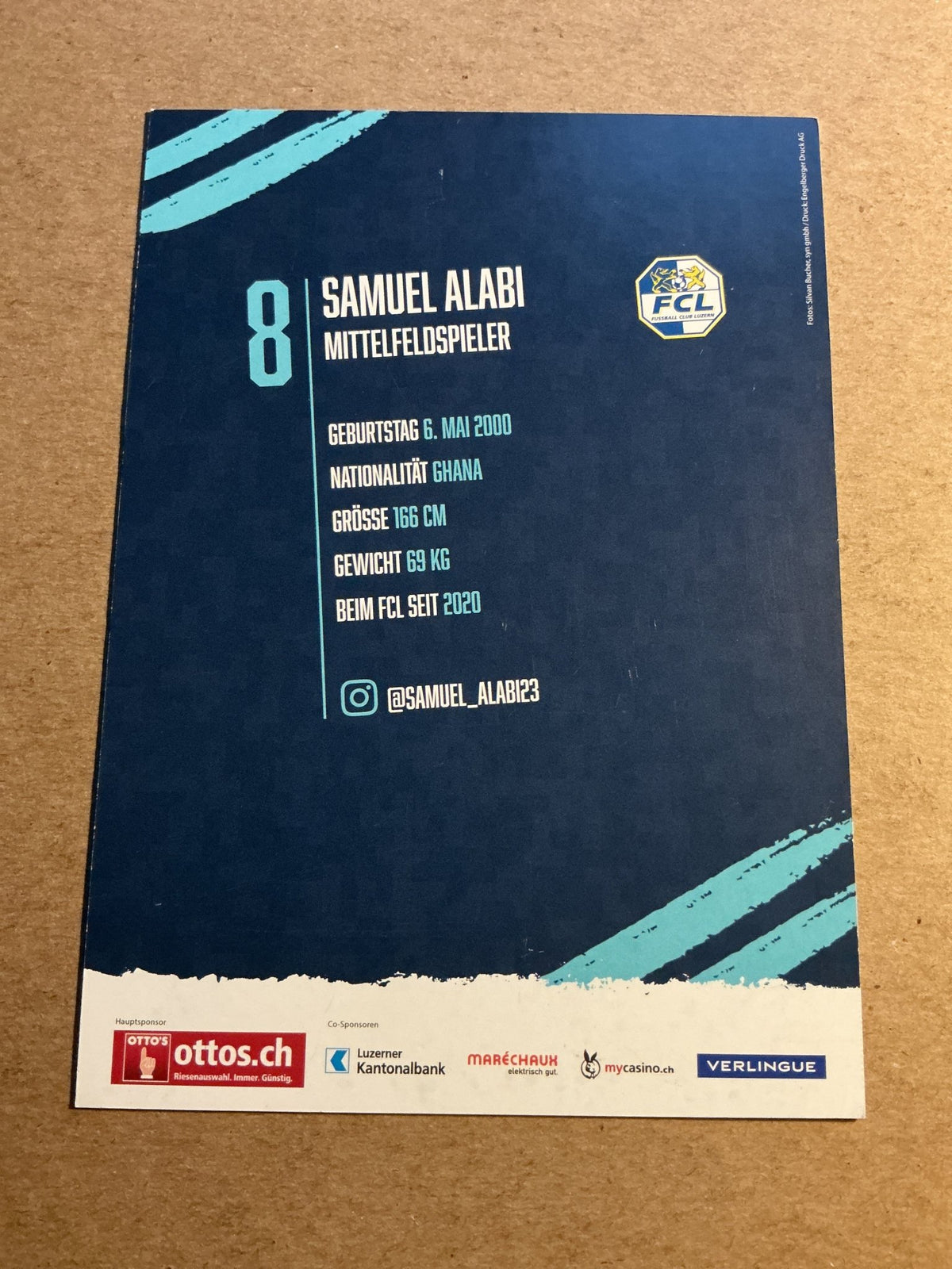 Samuel Alabi, Ghana 🇬🇭 FC Luzern 2022/23 hand signed - Autographs-World