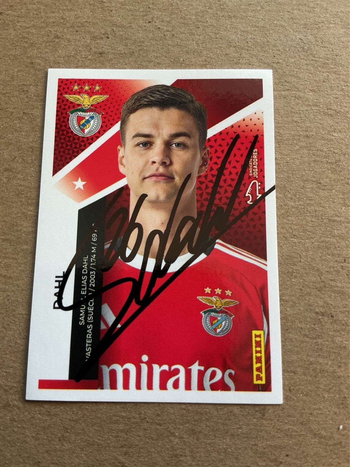 Samuel Dahl, Sweden 🇸🇪 SL Benfica 2025/26 Panini hand signed - Autographs-World