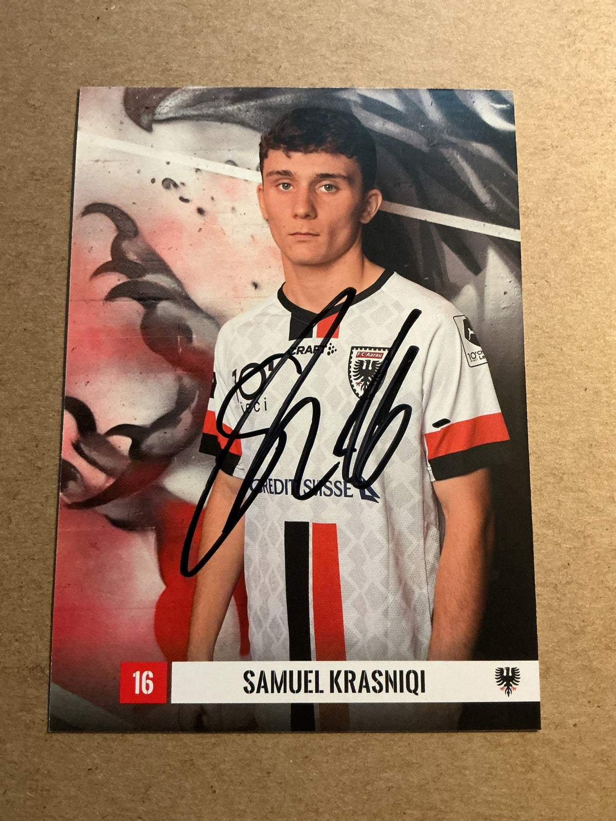 Samuel Krasniqi, Switzerland 🇨🇭 FC Aarau 2023/24 hand signed - Autographs-World