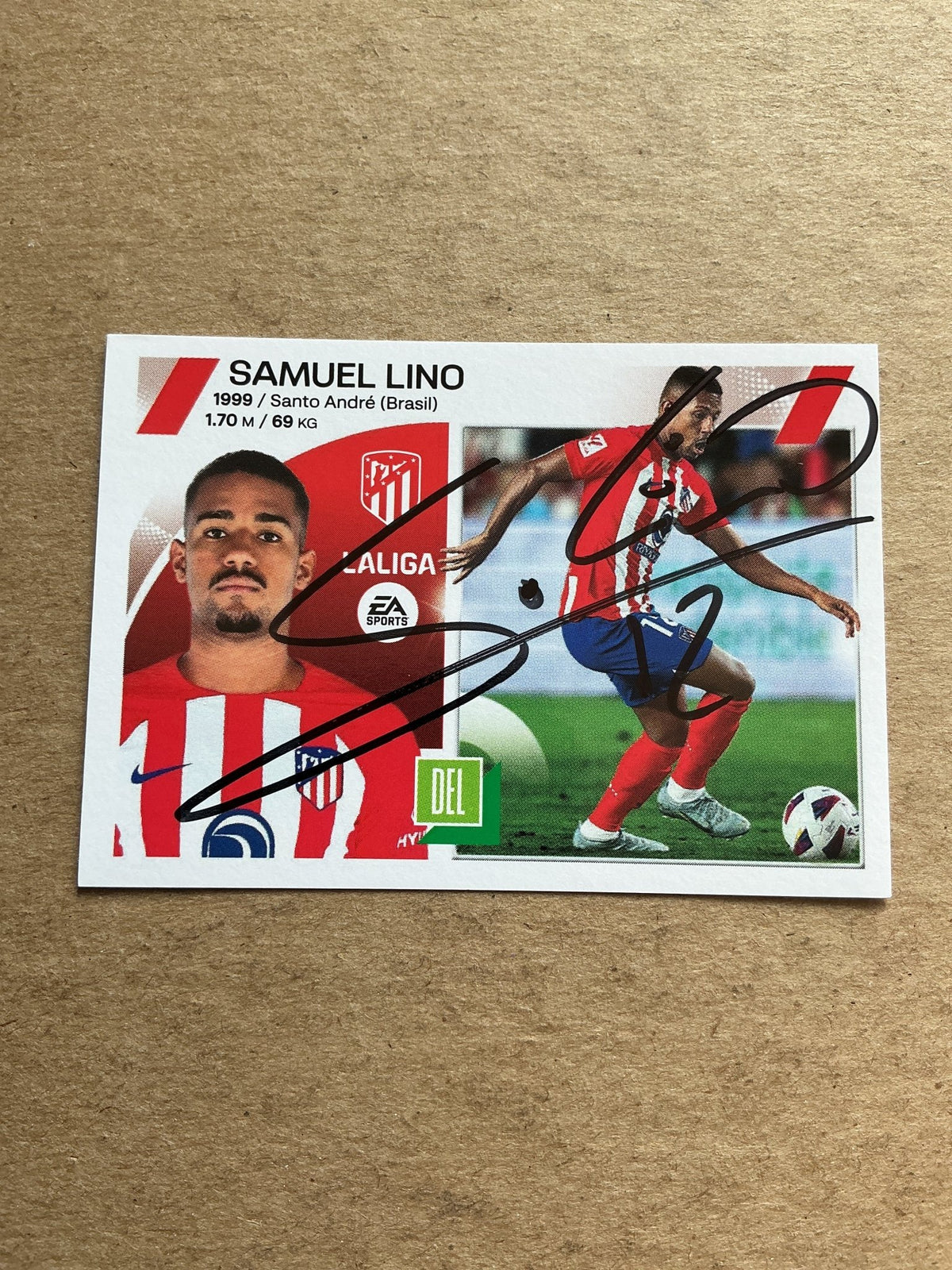 Samuel Lino, Brazil 🇧🇷 Atletico Madrid 2023/24 Panini hand signed - Autographs-World