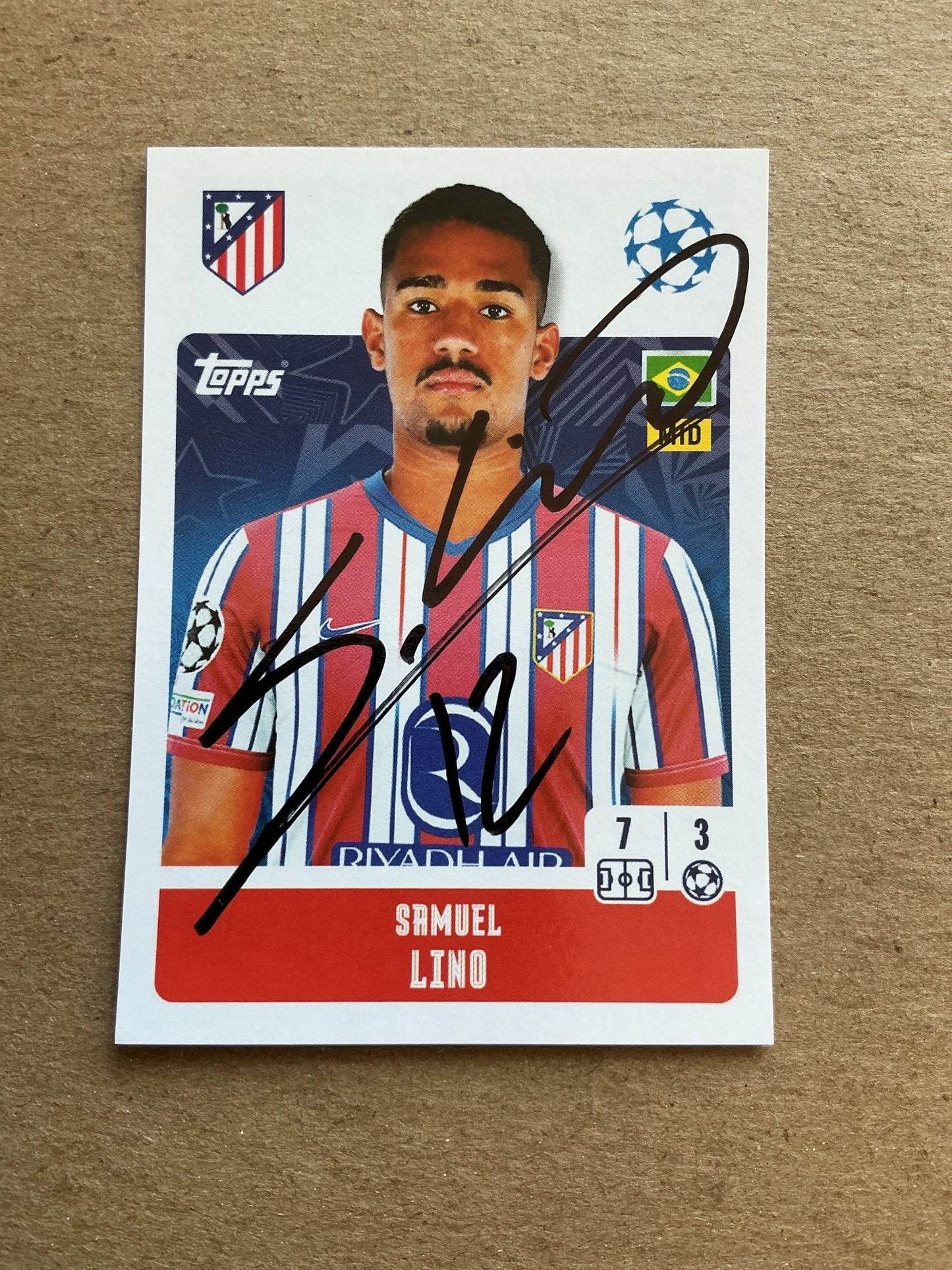 Samuel Lino, Brazil 🇧🇷 Atletico Madrid 2024/25 Topps hand signed - Autographs-World