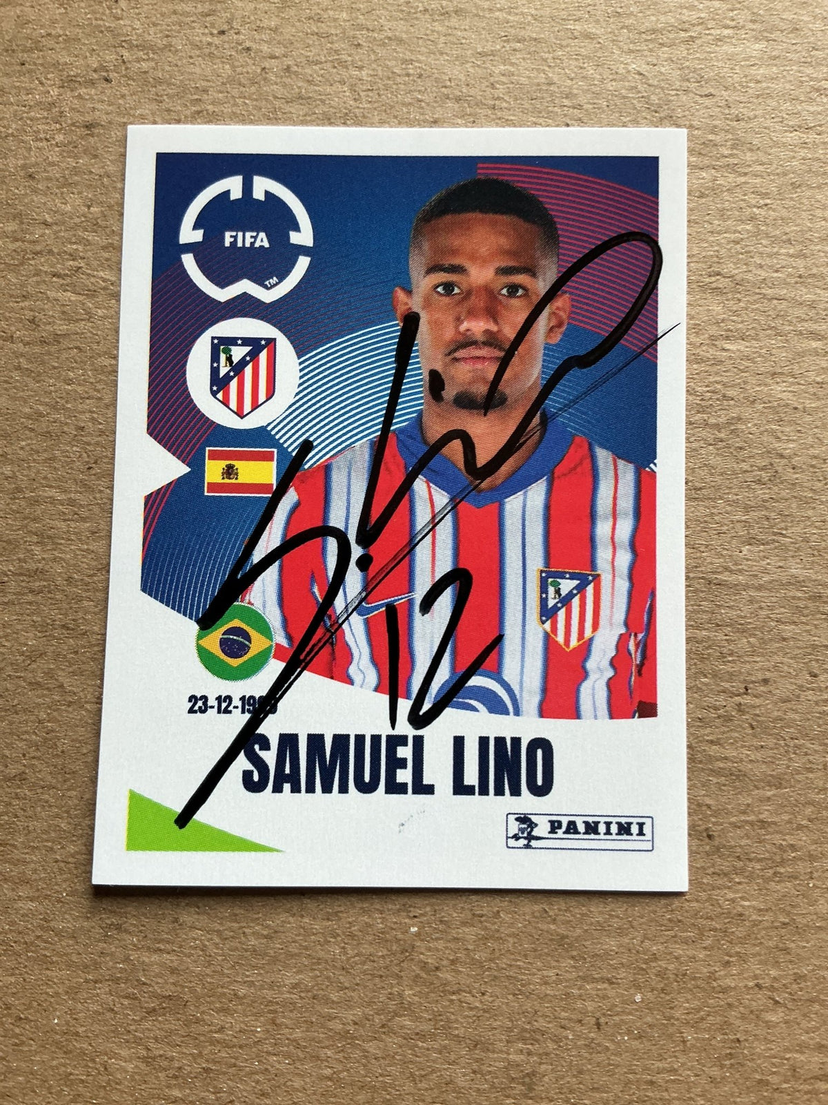 Samuel Lino, Brazil 🇧🇷 Atletico Madrid Club World Cup 2025 Panini hand signed - Autographs-World