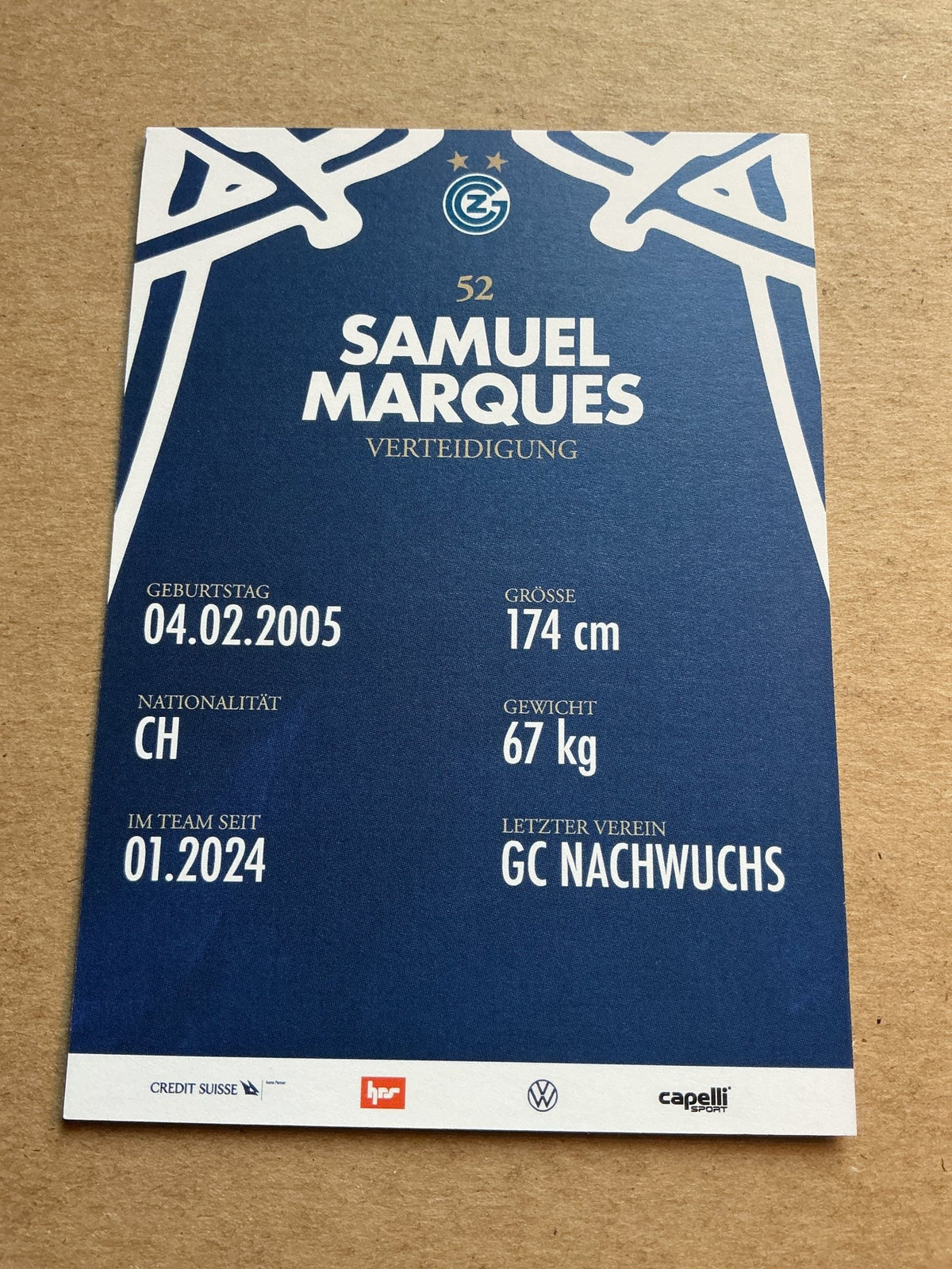 Samuel Marques, Switzerland 🇨🇭 Grasshopper Club Zürich 2023/24 hand signed - Autographs-World