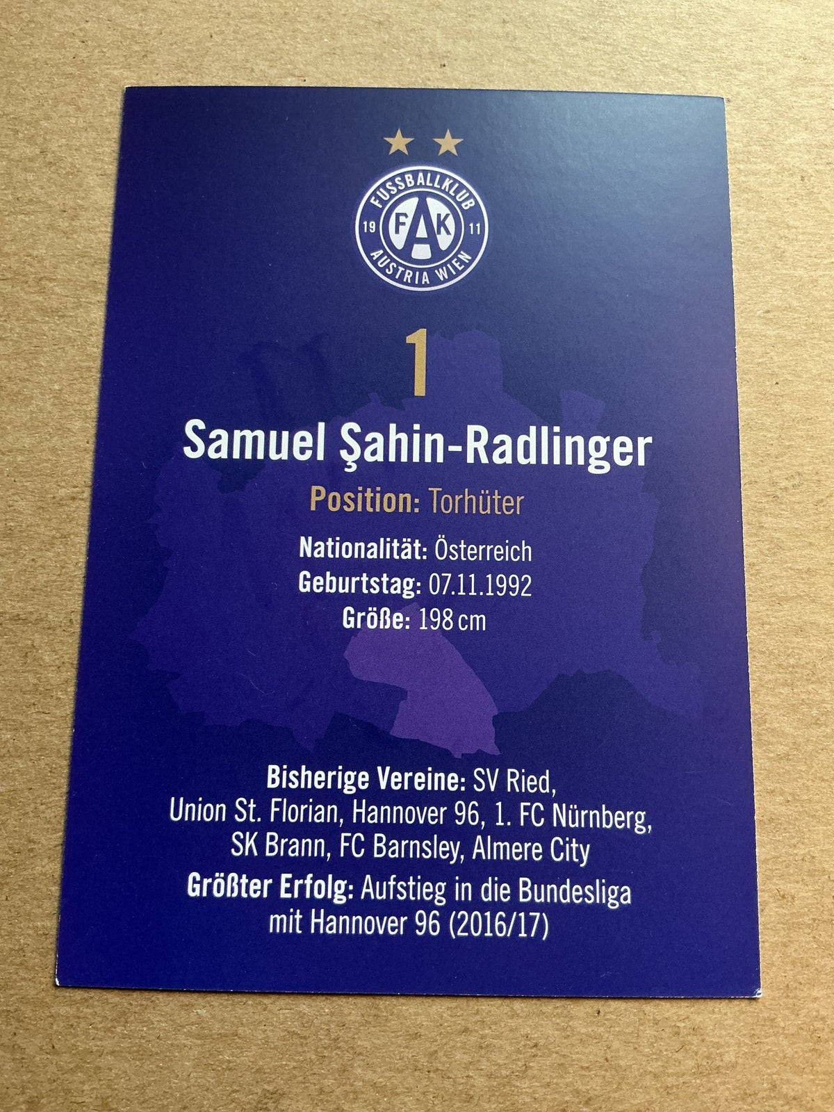 Samuel Sahin-Radlinger, Austria 🇦🇹 Austria Wien 2024/25 hand signed - Autographs-World
