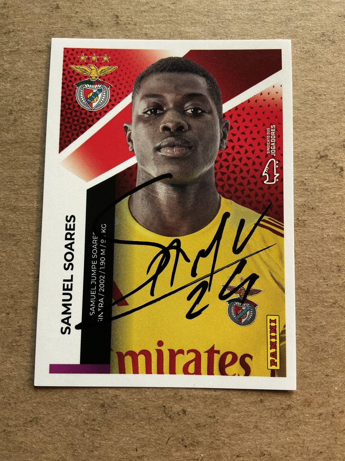Samuel Soares, Portugal 🇵🇹 SL Benfica 2025/26 Panini hand signed - Autographs-World