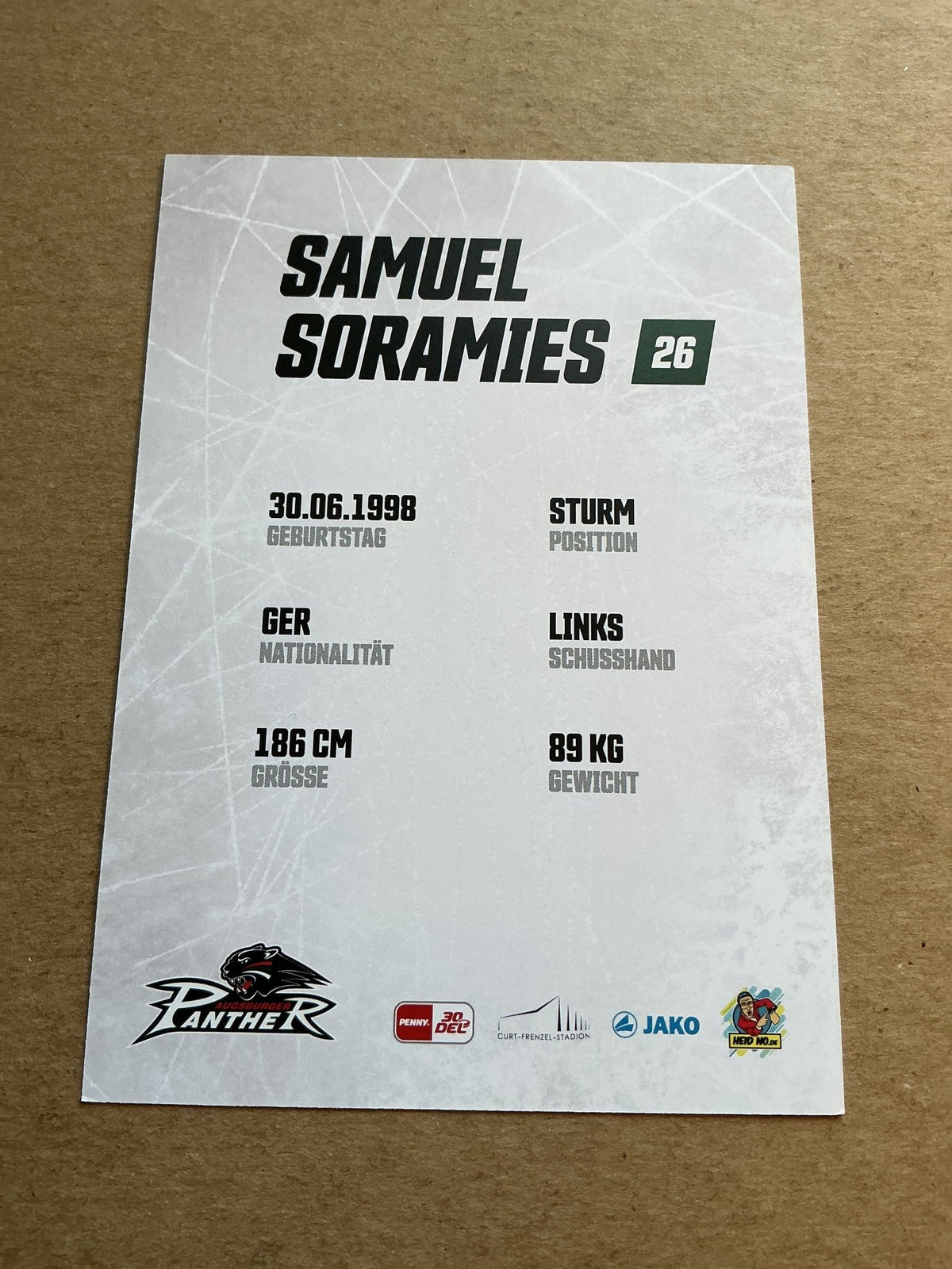 Samuel Soramies, Germany 🇩🇪 Augsburg Panther 2023/24 hand signed - Autographs-World
