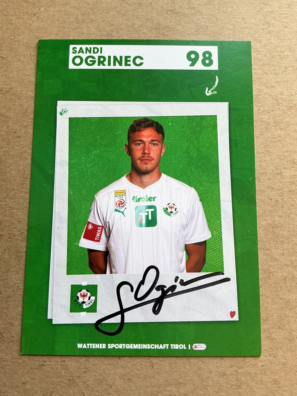 Sandi Ogrinec, Slovenia 🇸🇮 WSG Tirol 2023/24 hand signed - Autographs-World