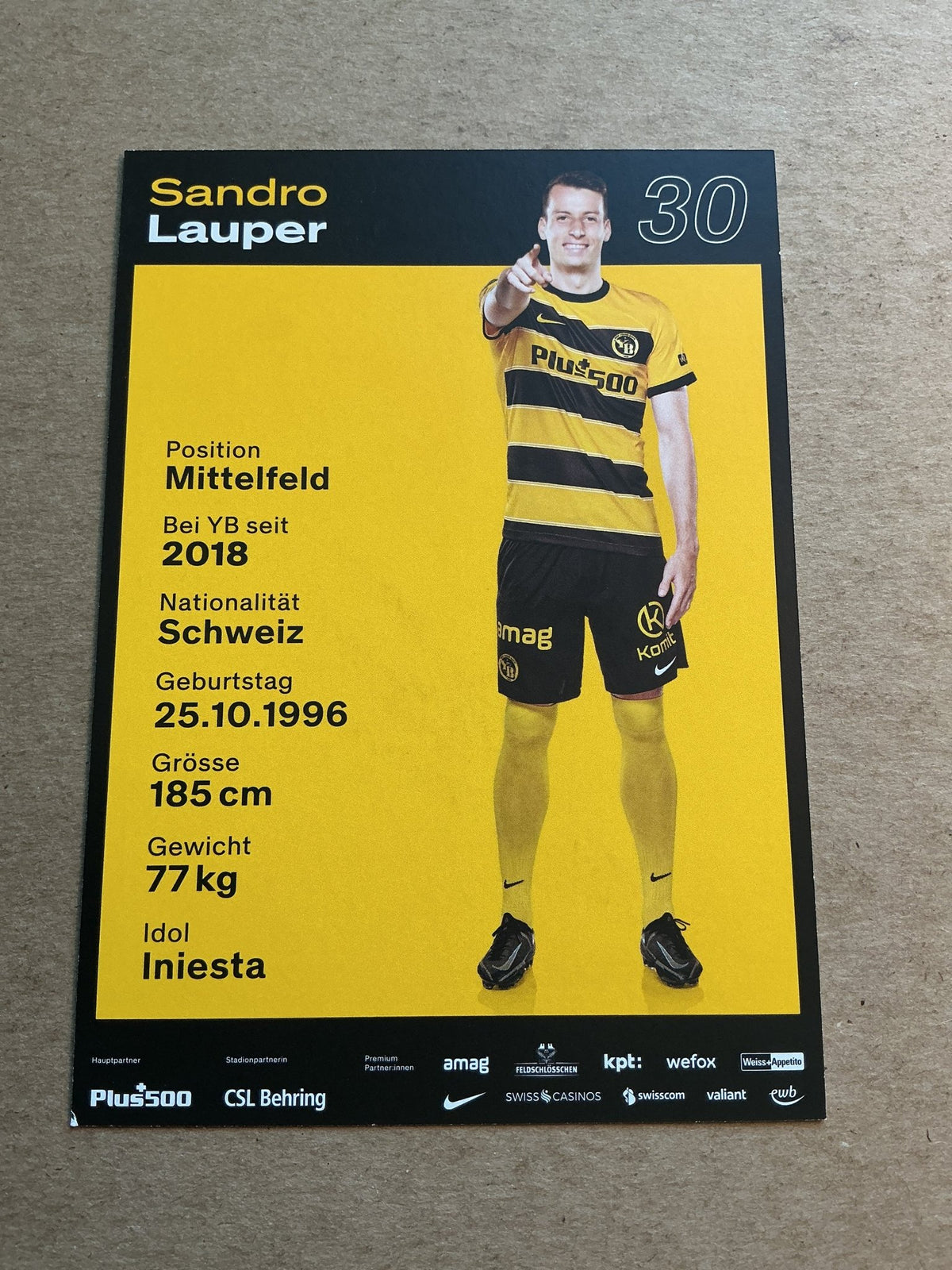 Sandro Lauper, Switzerland 🇨🇭 BSC Young Boys 2023/24 hand signed - Autographs-World