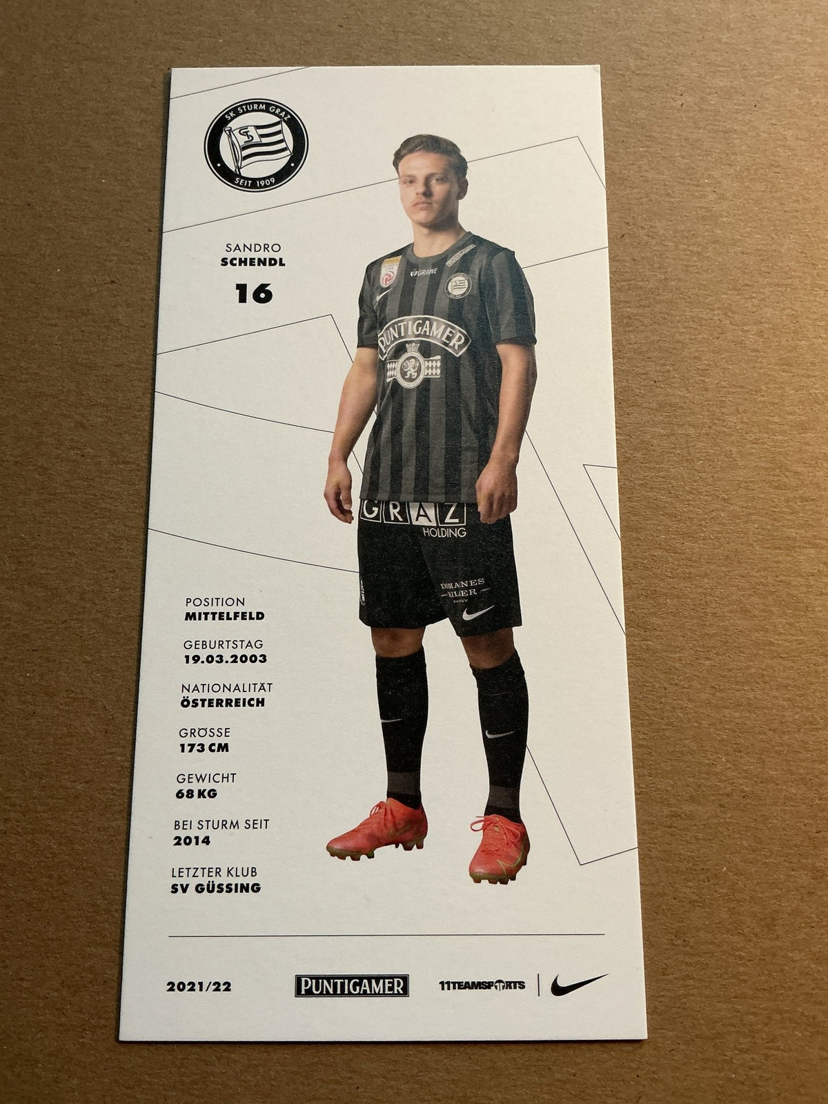 Sandro Schendl, Austria 🇦🇹 SK Sturm Graz 2021/22 hand signed - Autographs-World