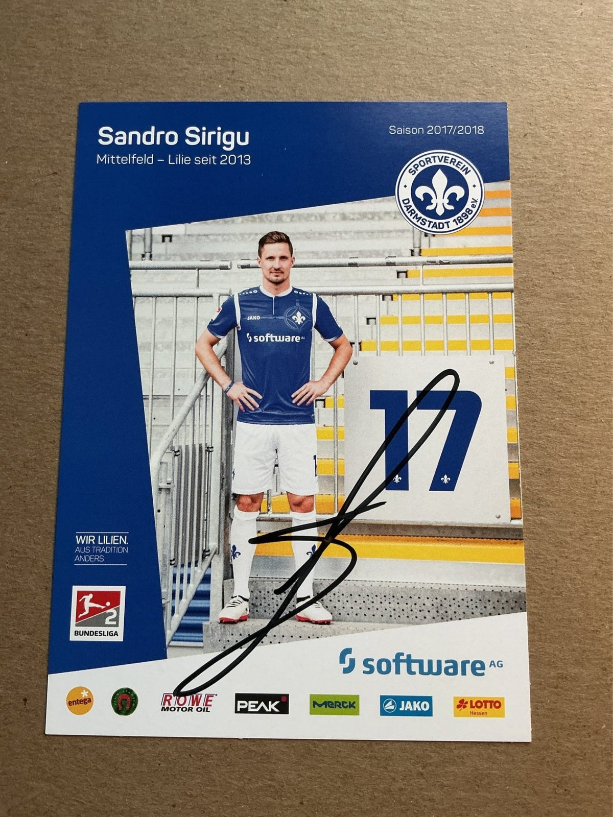 Sandro Sirigu, Germany 🇩🇪 SV Darmstadt 98 2017/18 hand signed - Autographs-World